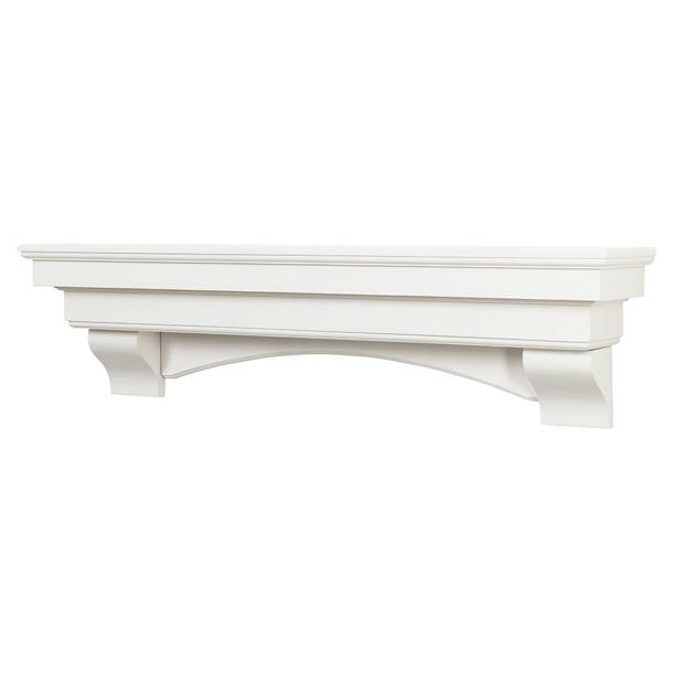 Alcott Hill® Rustic Floating Wood Fireplace Mantel Shelf with Arched Corbels Pine Wood